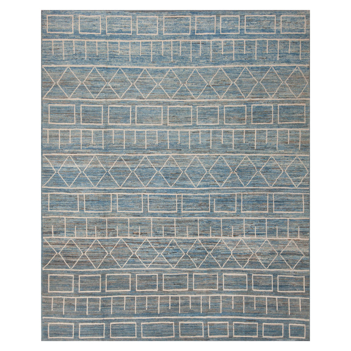 Blue Zameen Contemporary Wool Rug - 8'7" x 10'1"