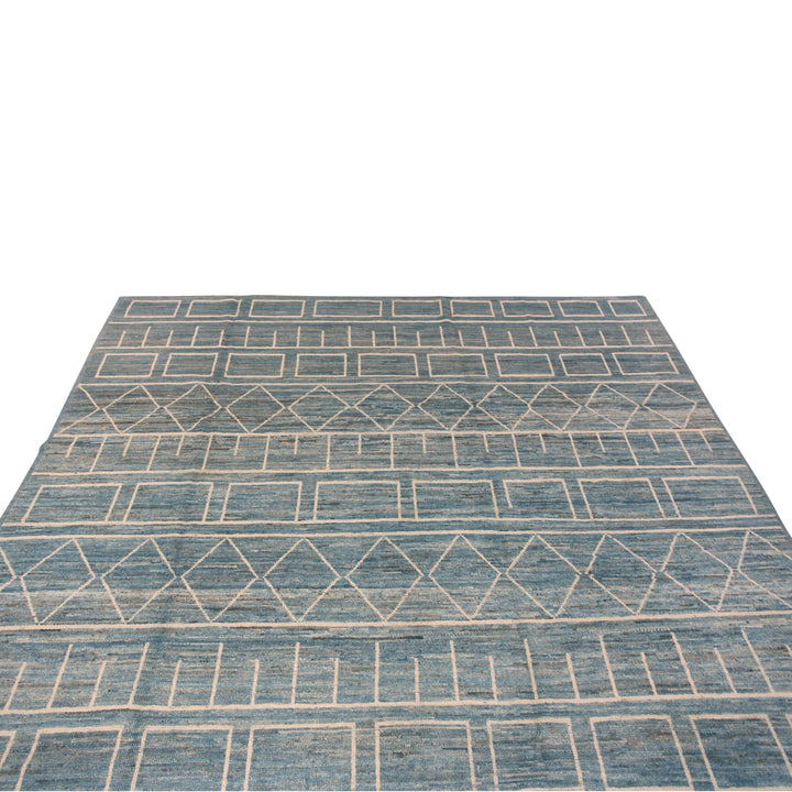 Blue Zameen Contemporary Wool Rug - 8'7" x 10'1"