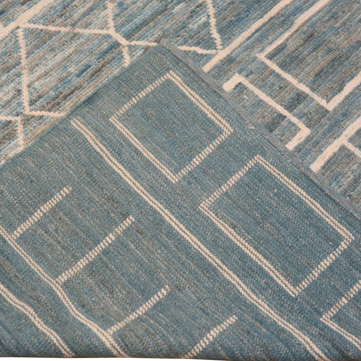 Blue Zameen Contemporary Wool Rug - 8'7" x 10'1"