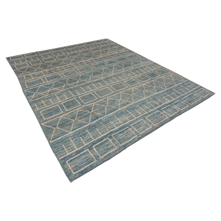 Blue Zameen Contemporary Wool Rug - 8'7" x 10'1"