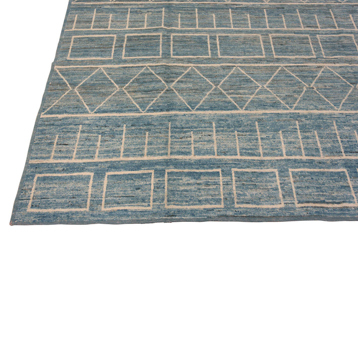 Blue Zameen Contemporary Wool Rug - 8'7" x 10'1"