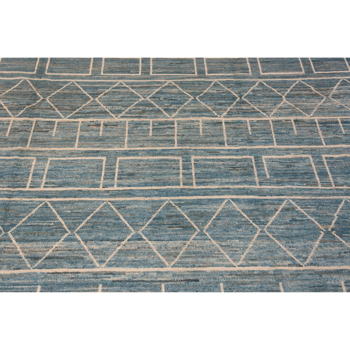Blue Zameen Contemporary Wool Rug - 8'7" x 10'1"