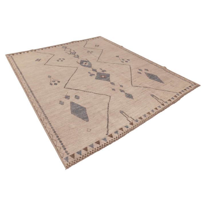 Ivory Zameen Traditional Wool Rug - 8'5" x 9'8"