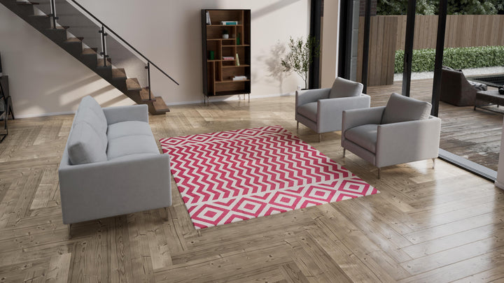 Pink Flatweave Wool Rug - 7'1" x 9'1"