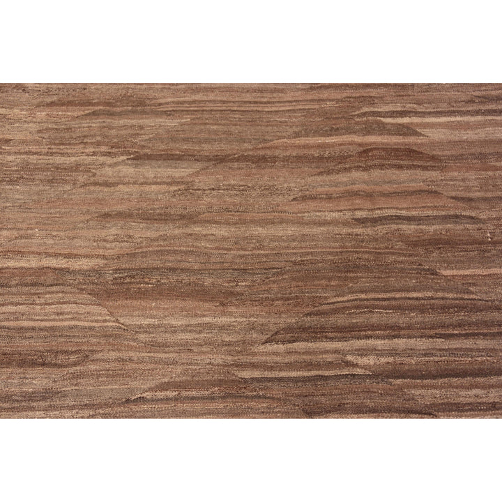 Brown Flatweave Wool Rug - 8' x 9'7"