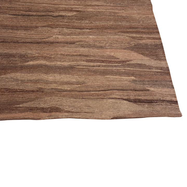 Brown Flatweave Wool Rug - 8' x 9'7"