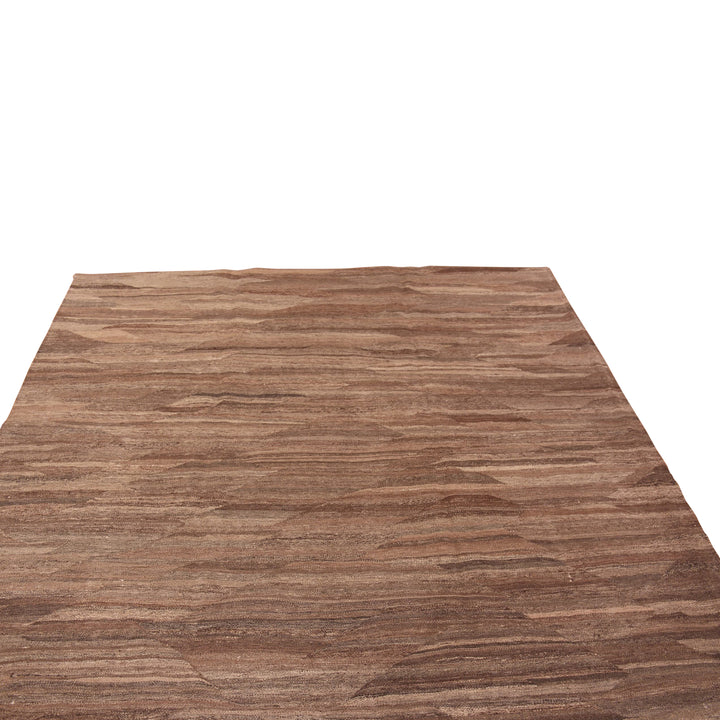 Brown Flatweave Wool Rug - 8' x 9'7"