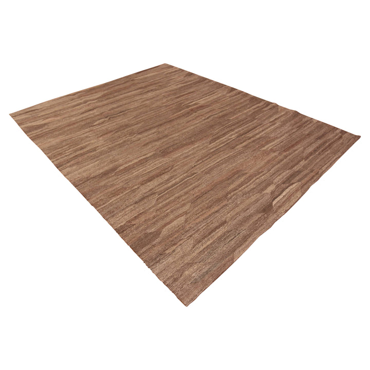 Brown Flatweave Wool Rug - 8' x 9'7"