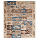 Blue & Brown Zameen Contemporary Wool Rug - 8'4" x 9'8"