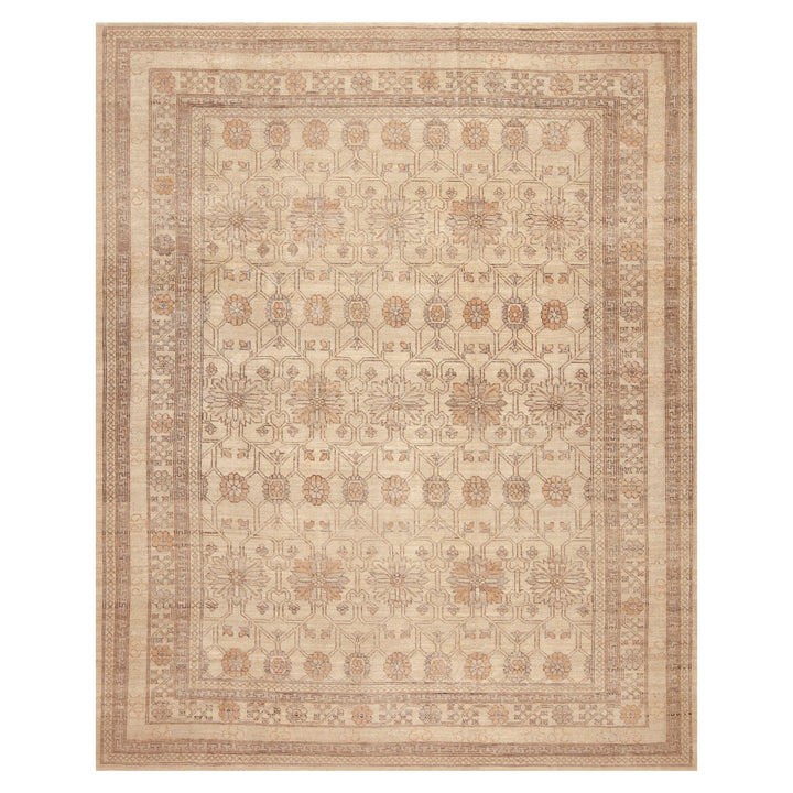 Beige Zameen Traditional Wool Rug - 8' x 9'9"