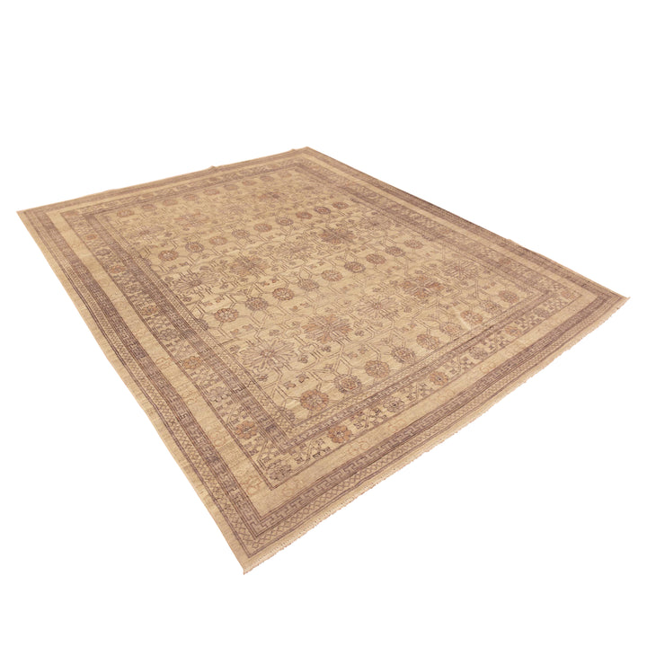 Beige Zameen Traditional Wool Rug - 8' x 9'9"