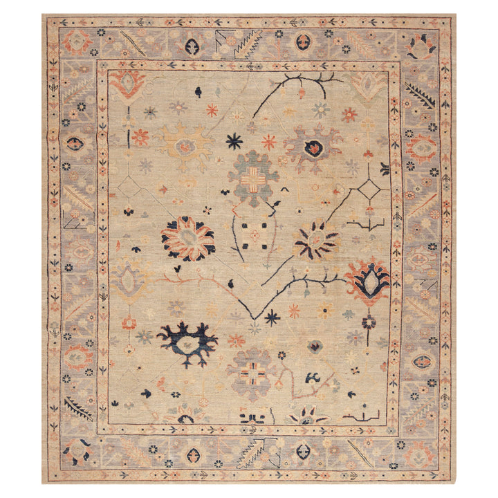 Beige Traditional Wool Rug - 8'4" x 9'5"