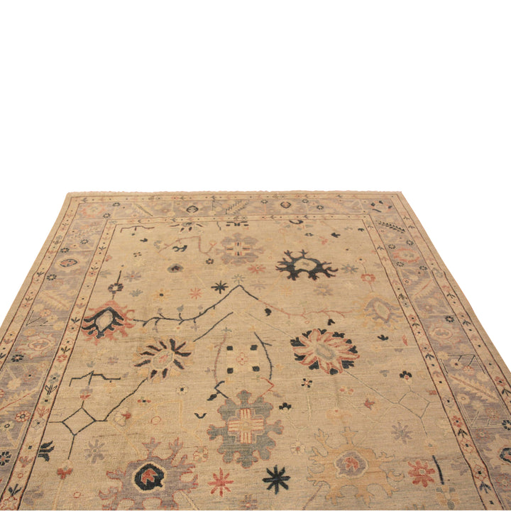 Beige Traditional Wool Rug - 8'4" x 9'5"