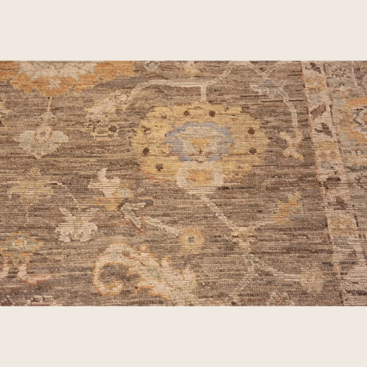 Brown & Green Traditional Wool Rug - 8'7" x 9'10"