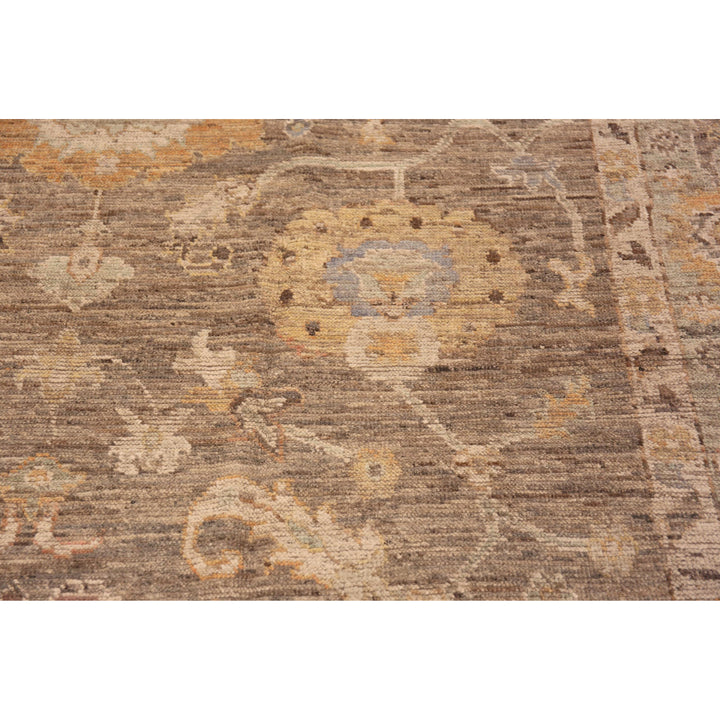 Brown & Green Traditional Wool Rug - 8'7" x 9'10"