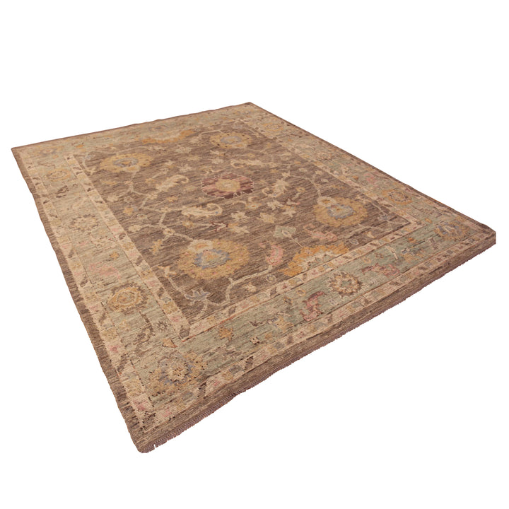 Brown & Green Traditional Wool Rug - 8'7" x 9'10"