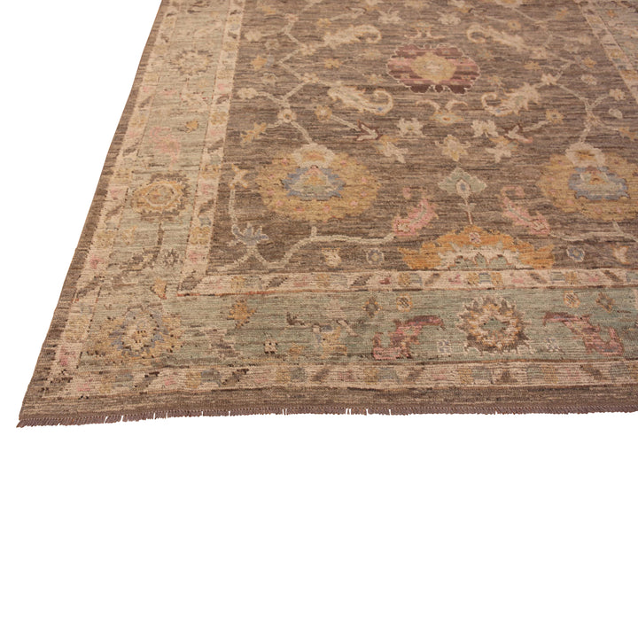 Brown & Green Traditional Wool Rug - 8'7" x 9'10"