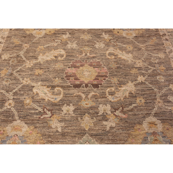 Brown & Green Traditional Wool Rug - 8'7" x 9'10"