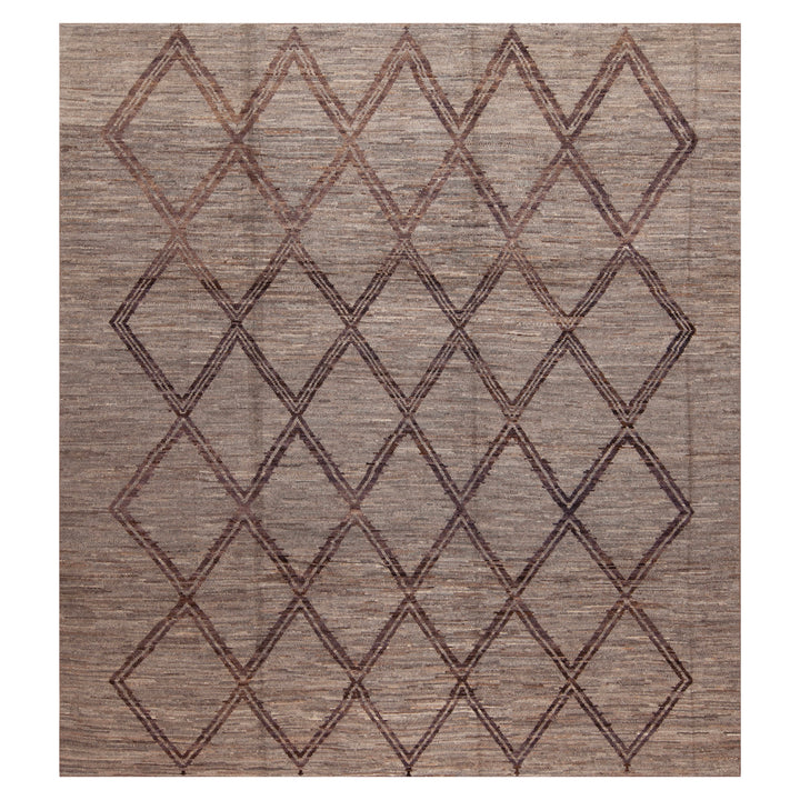 Brown Zameen Traditional Wool Rug - 8'9" x 9'