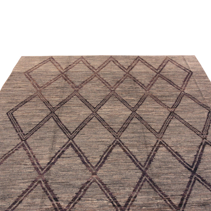 Brown Zameen Traditional Wool Rug - 8'9" x 9'