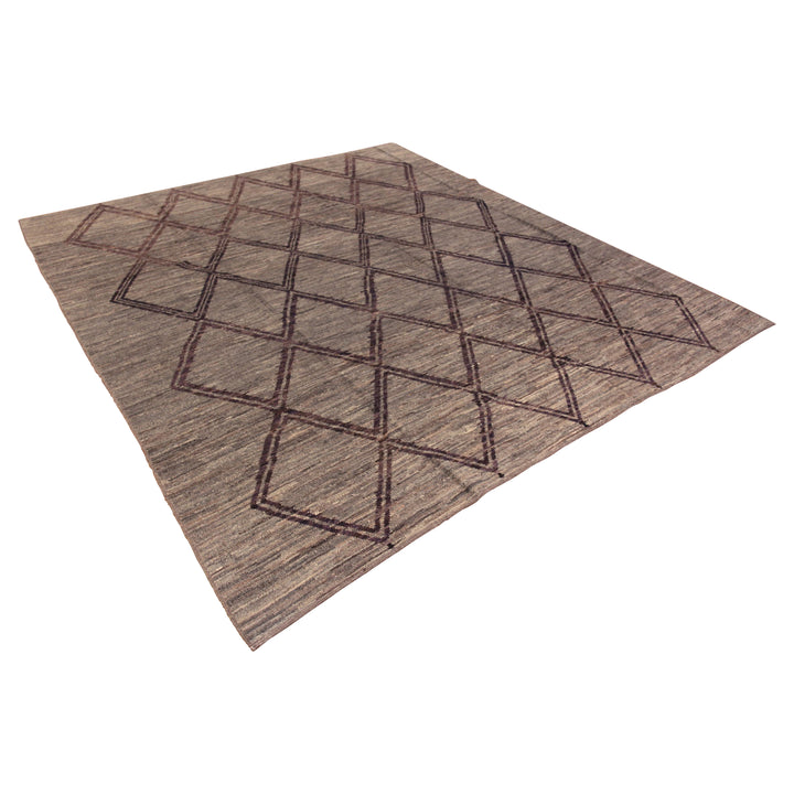 Brown Zameen Traditional Wool Rug - 8'9" x 9'