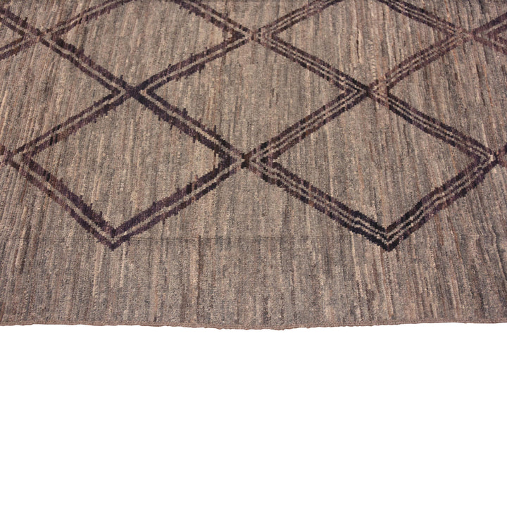 Brown Zameen Traditional Wool Rug - 8'9" x 9'