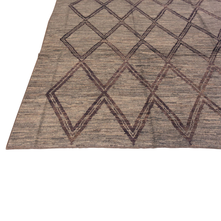 Brown Zameen Traditional Wool Rug - 8'9" x 9'