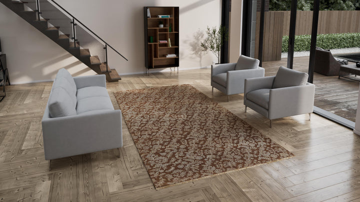 Brown Transitional Wool Silk Blend Rug - 6'7" x 12'9"