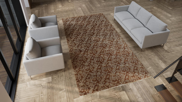 Brown Transitional Wool Silk Blend Rug - 6'7" x 12'9"