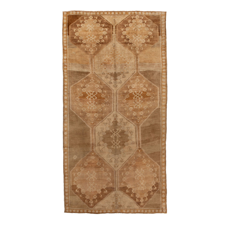 Brown Vintage Traditional Wool Rug - 7'7" x 14'5"