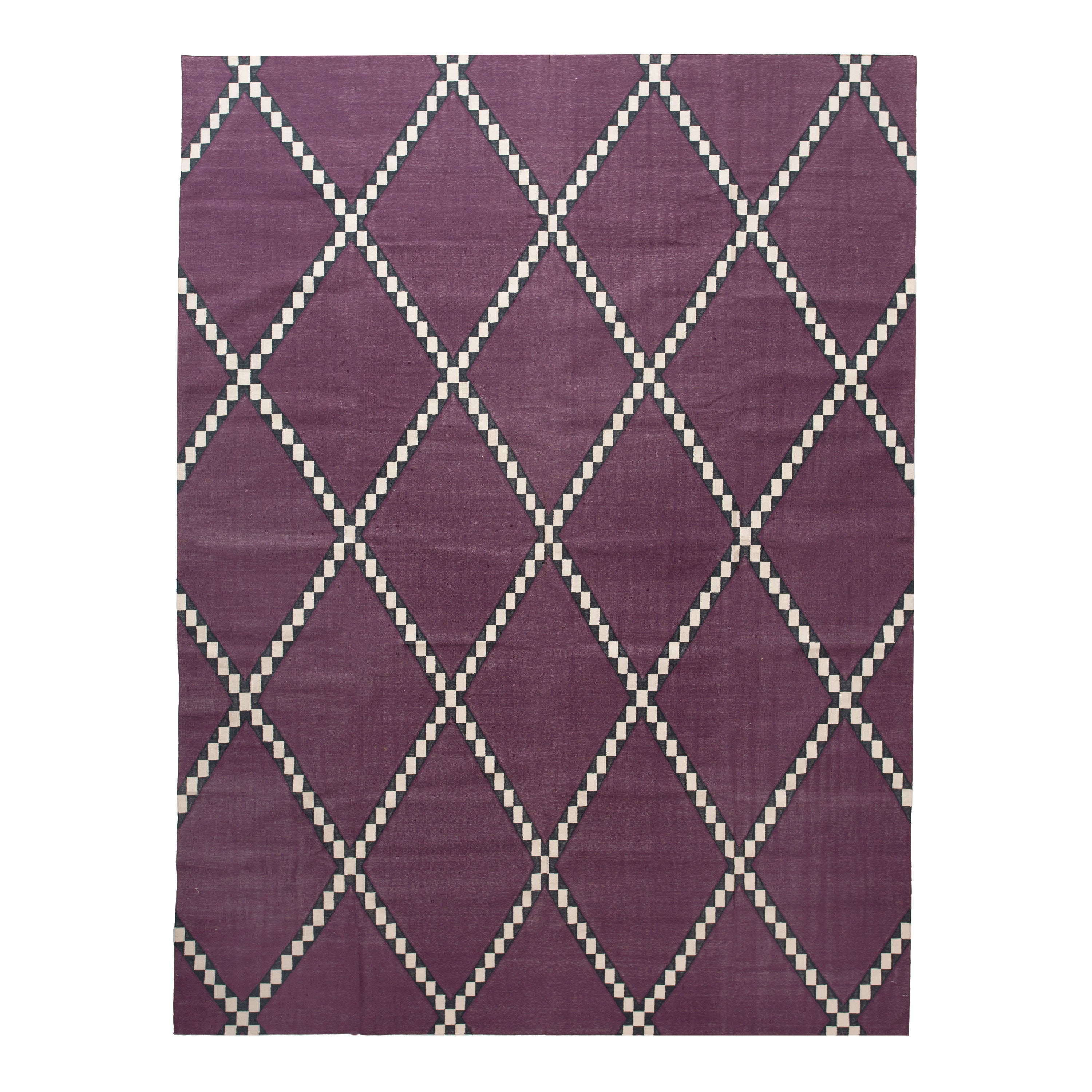 Purple Diamond Flatweave Cotton Rug - 8'1" x 11'1" Default Title