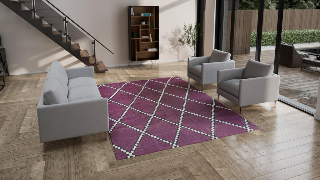 Purple Diamond Flatweave Cotton Rug - 8'1" x 11'1"