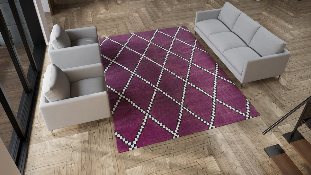 Purple Diamond Flatweave Cotton Rug - 8'1" x 11'1"