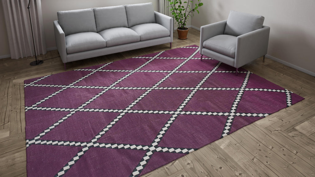 Purple Diamond Flatweave Cotton Rug - 8'1" x 11'1"