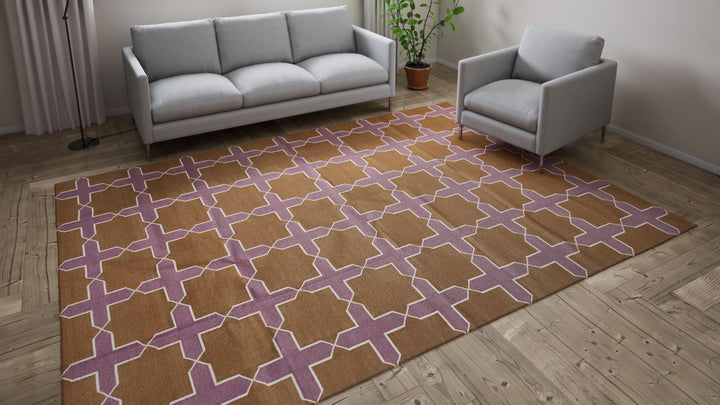 Purple Geometric Flatweave Cotton Rug - 8'1" x 11'1"