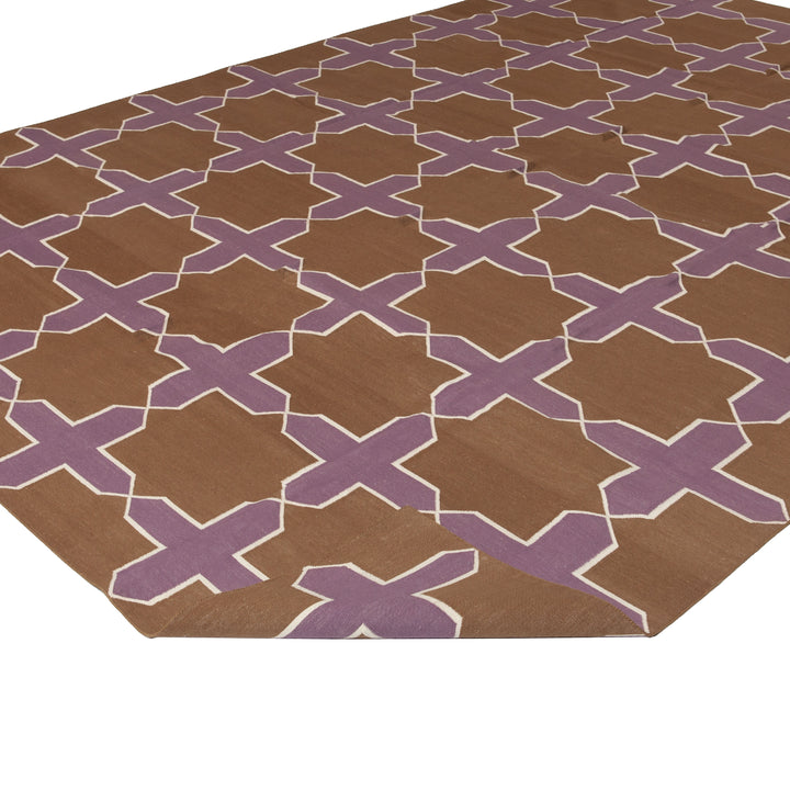 Purple Geometric Flatweave Cotton Rug - 8'1" x 11'1" Default Title