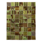 Green Patchwork Wool Rug - 7'1"W x 9'1" Default Title