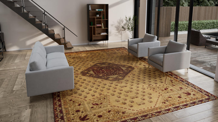 Brown Vintage Traditional Wool Persian Rug - 11'3" x 15'8"