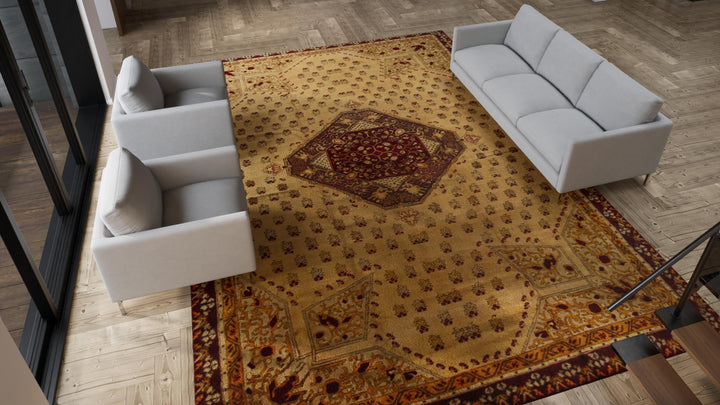 Brown Vintage Traditional Wool Persian Rug - 11'3" x 15'8"