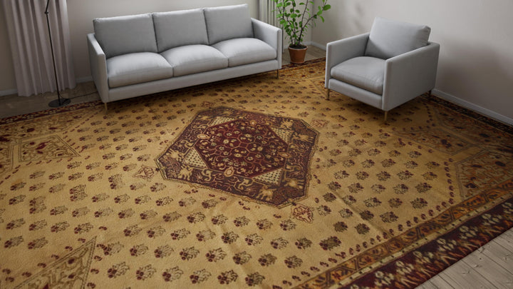 Brown Vintage Traditional Wool Persian Rug - 11'3" x 15'8"