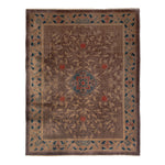 Brown Art Deco Vintage Traditional Wool Rug - 9' x 11'4"