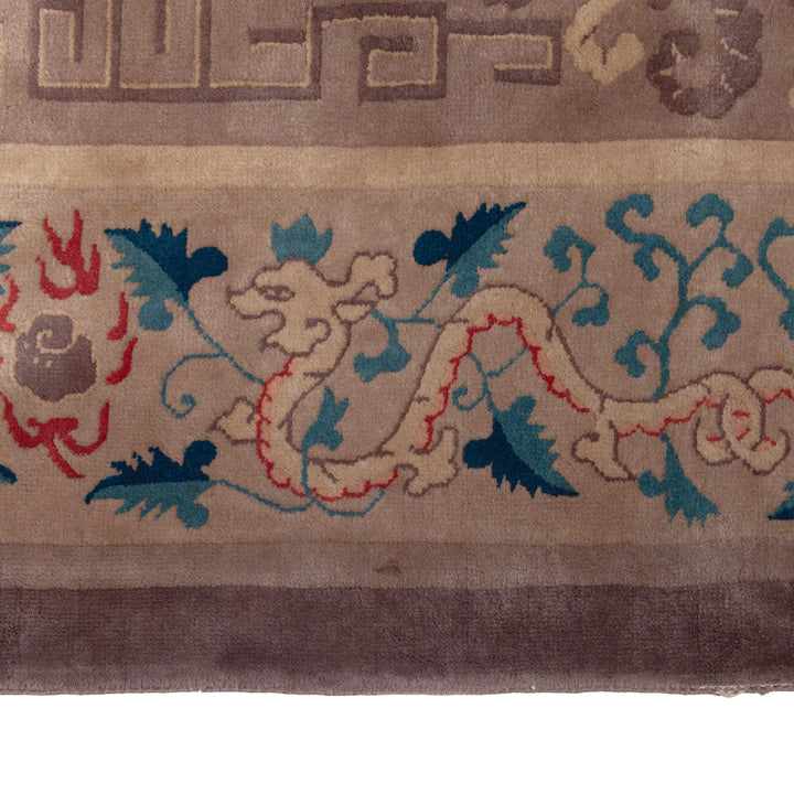 Brown Art Deco Vintage Traditional Wool Rug - 9' x 11'4"