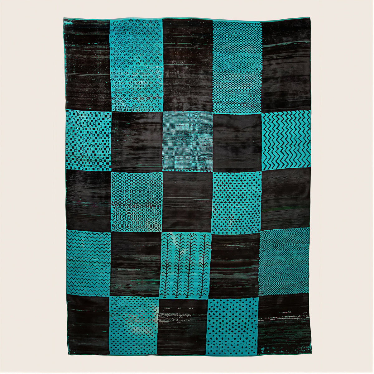 Vintage Patchwork Wool Rug 104" x 142"