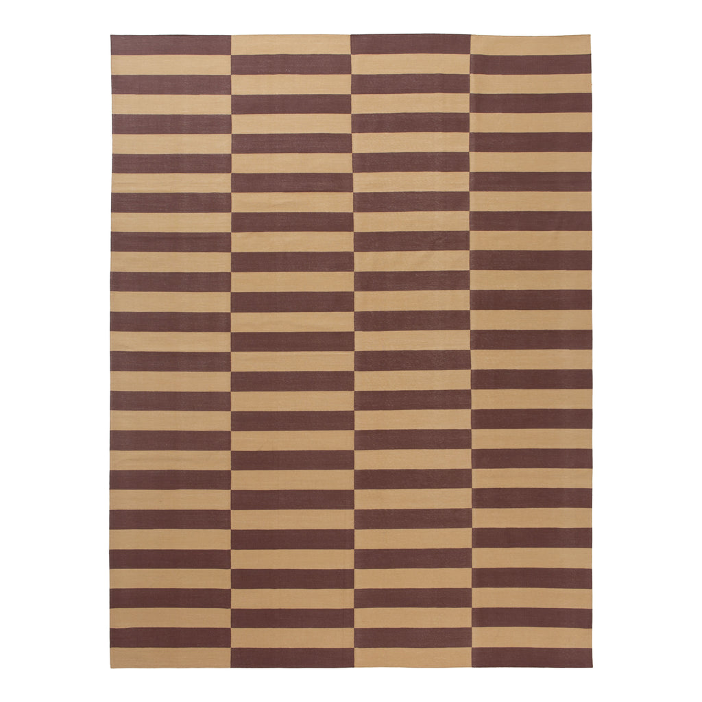 Brown Flatweave Cotton Rug - 8'10" x 11'10"