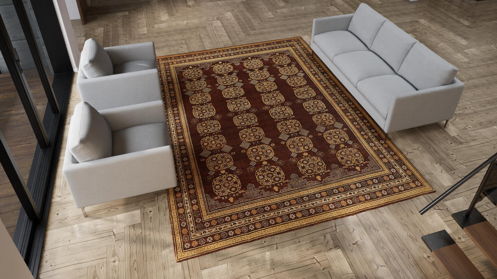 Brown Traditional Wool Rug - 9' x 12'