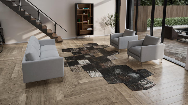 Brown Patchwork Wool Rug - 8'7" x 14'4"