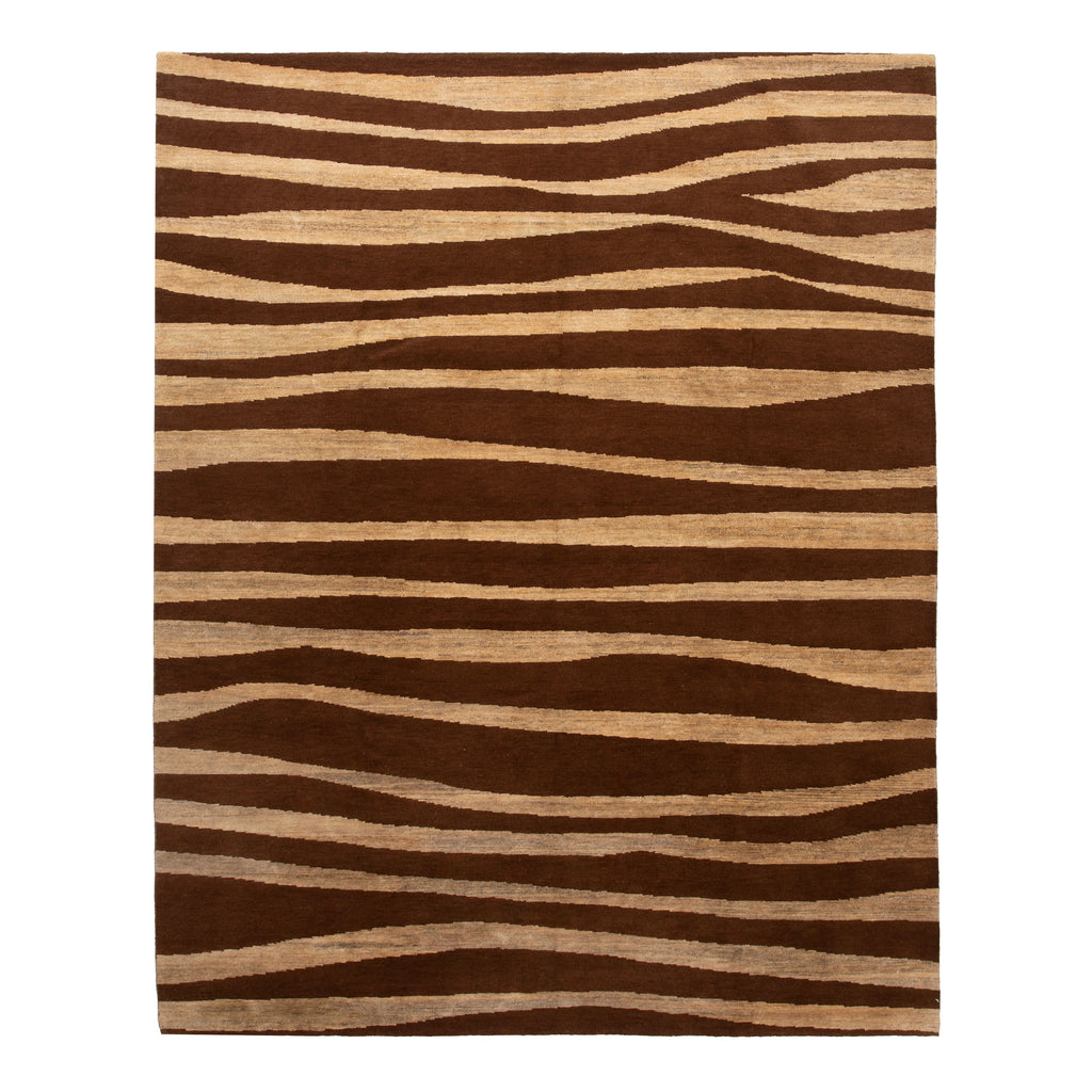 Brown Modern Wool Blend Rug - 8' x 10' Default Title