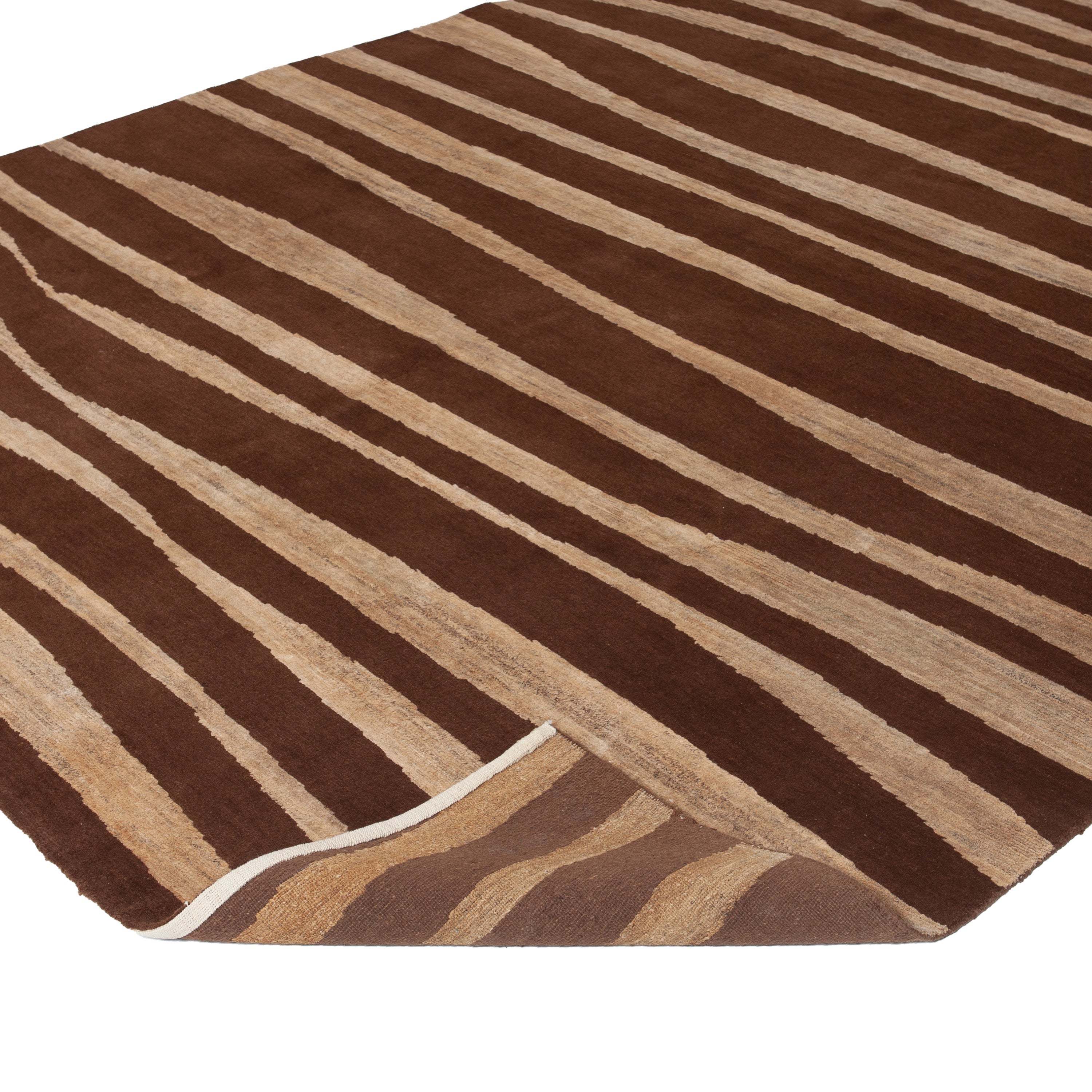 Brown Modern Wool Blend Rug - 8' x 10' Default Title