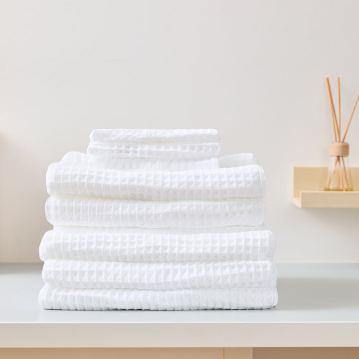 Air Waffle Towels, White