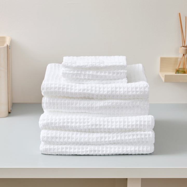 Air Waffle Towels, White